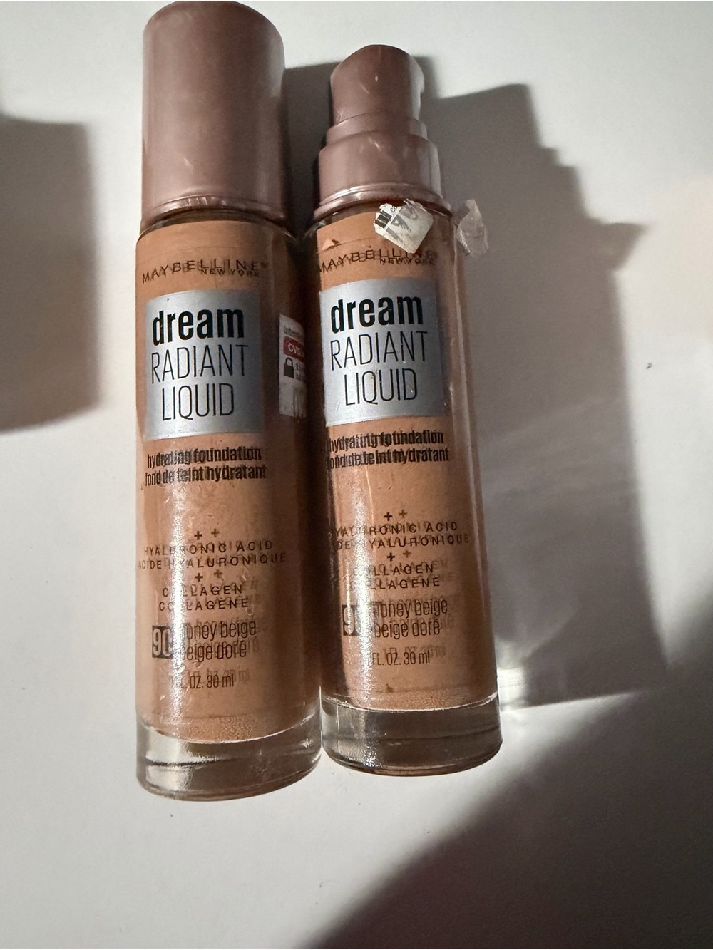 2 Maybelline Dream Radiant Liquid Foundation #90 HONEY BEIGE New